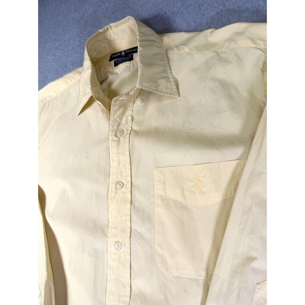 Ralph Lauren Men's Yellow Big Buttondown Long Sleeve Casual Shirt Size 15 32/33